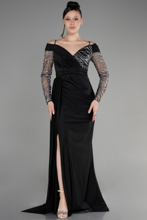 Long Black-Silver Evening Dress ABU3656