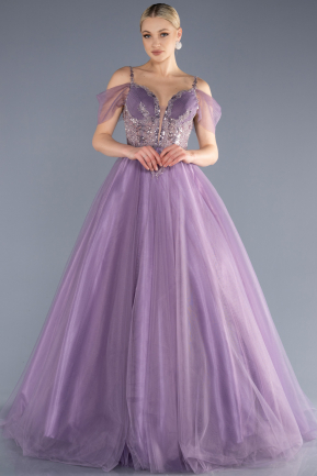 Long Lavender Plus Size Haute Couture Dress ABU3688