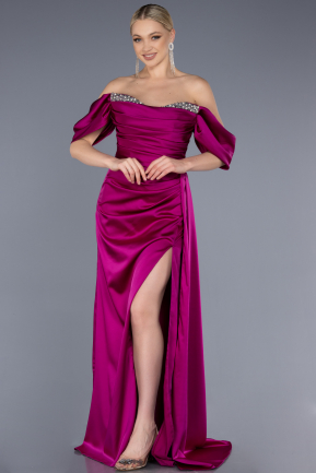 Violet Long Satin Plus Size Engagement Dress ABU3655