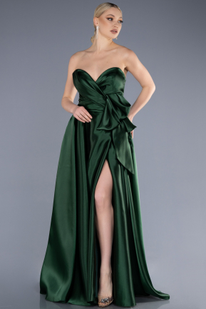 Long Emerald Green Satin Evening Dress ABU3674