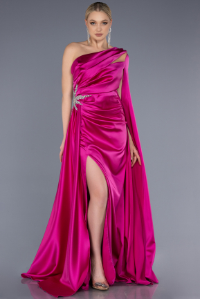 Fuchsia Long Satin Evening Dress ABU3545