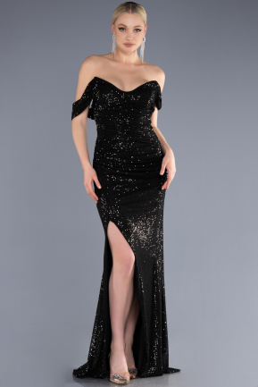 Long Black Scaly Evening Dress ABU3676