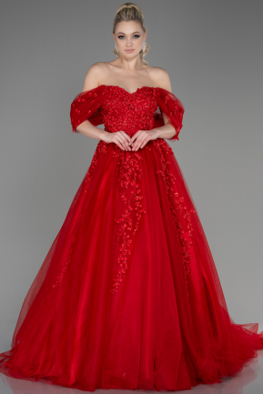Red Long Plus Size Haute Couture Dress ABU3623
