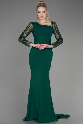 Long Emerald Green Plus Size Wedding Dress ABU3713
