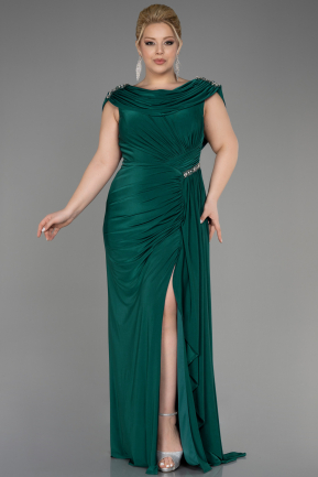 Long Emerald Green Plus Size Engagement Dress ABU3734
