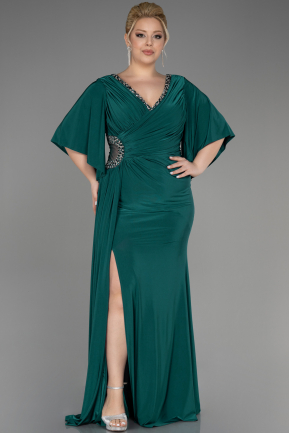 Long Emerald Green Plus Size Engagement Dress ABU3735