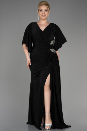 Long Black Plus Size Engagement Dress ABU3736