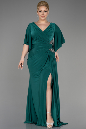 Long Emerald Green Plus Size Engagement Dress ABU3736