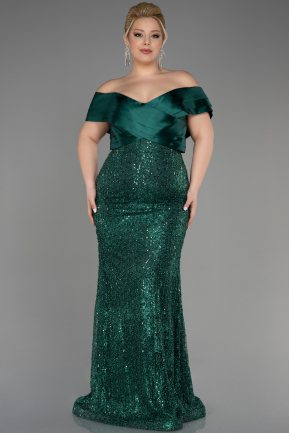 Long Emerald Green Plus Size Engagement Dress ABU3740