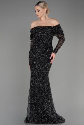 Long Black Mermaid Prom Dress ABU3756