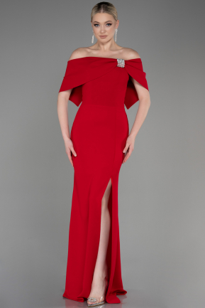Long Red Plus Size Evening Gown ABU3945
