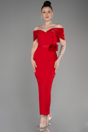 Midi Red Evening Dress ABK2014