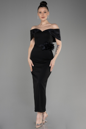 Midi Black Plus Size Cocktail Dress ABK2015