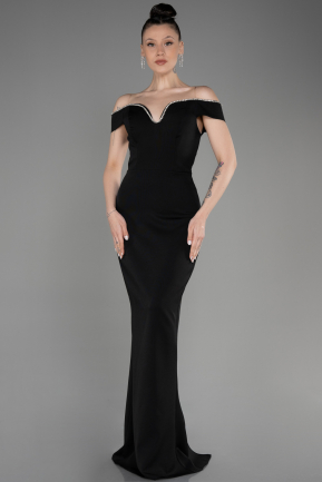 Long Black Plus Size Evening Dress ABU3784