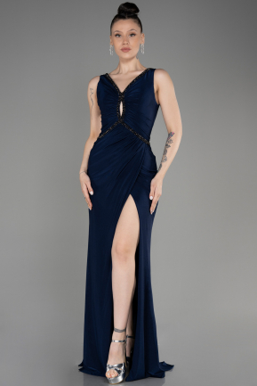 Long Navy Blue Mermaid Prom Dress ABU3782