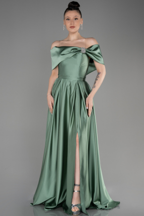 Long Turquoise Satin Prom Gown ABU3788