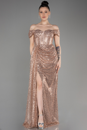 Long Copper Scaly Evening Dress ABU3794