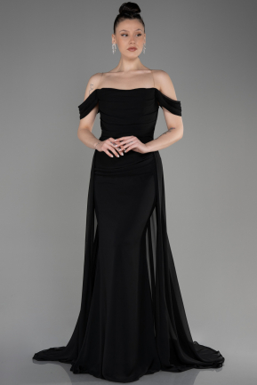 Long Black Chiffon Formal Plus Size Dress ABU3803
