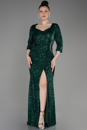 Emerald Green Long Scaly Plus Size Evening Dress ABU3258