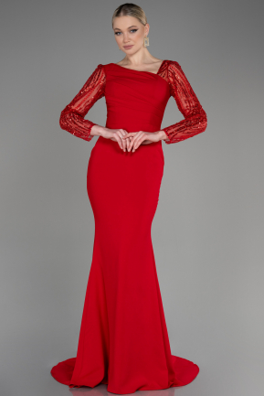 Red Long Plus Size Wedding Dress ABU3713