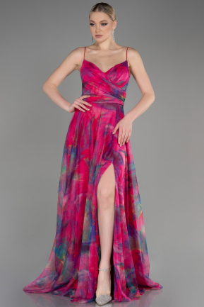 Fuchsia Slit Long Prom Dress ABU3828