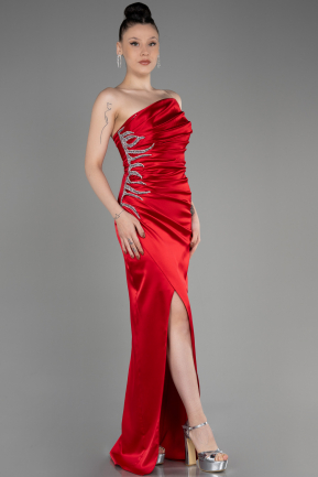 Red Strapless Long Satin Evening Dress ABU3825