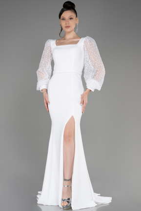 Long White Oversized Evening Dress ABU3912