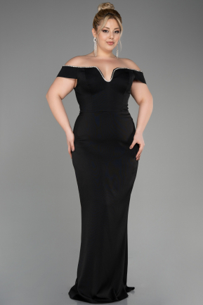 Long Black Plus Size Evening Dress ABU3784