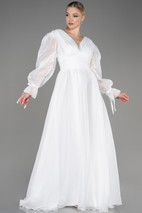 White Long Evening Dress ABU2239