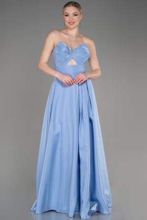 Light Blue Long Satin Evening Dress ABU3755