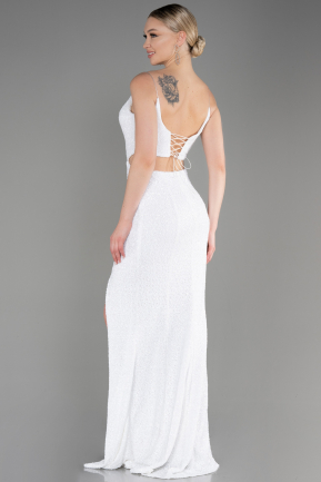 White Long Mermaid Prom Dress ABU3711