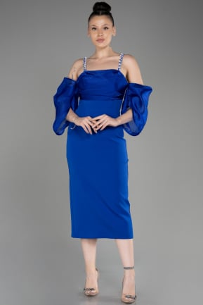 Sax Blue Midi Invitation Dress ABK1906