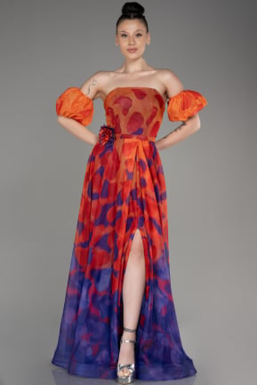 Orange Strapless Slit Long Prom Dress ABU3903