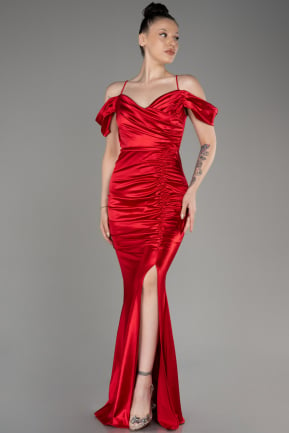 Red Long Satin Evening Dress ABU3139