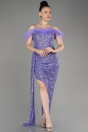 Lila Long Slit Scaly Evening Dress ABU3901