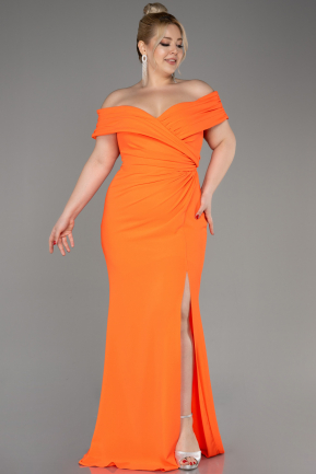 Long Orange Plus Size Evening Dress ABU3172