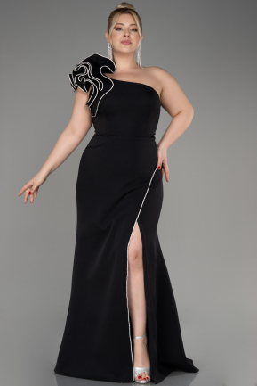 Long Black Plus Size Engagement Dress ABU3911
