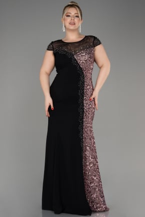 Black-Powder Color Long Plus Size Evening Dress ABU3923