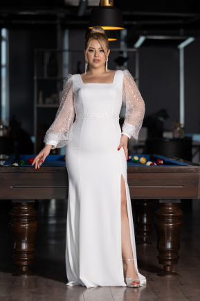 Long White Oversized Evening Dress ABU3912