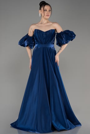 Navy Blue Strapless Long Prom Dress ABU3950