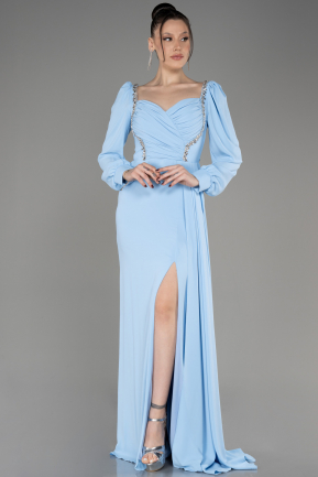 Light Blue Long Chiffon Evening Dress ABU3885