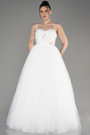 White Straps Long Princess Ball Gown ABU3959