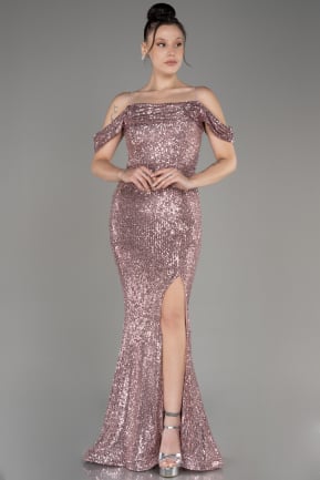 Powder Color Slit Long Scaly Mermaid Prom Dress ABU3967