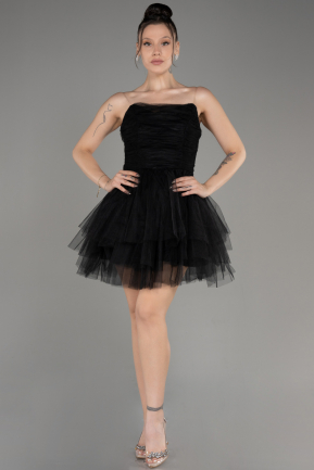 Black Strapless Mini Cocktail Dress ABK2089