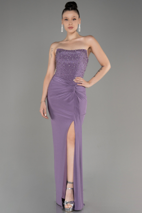 Lavender Strapless Slit Long Evening Dress ABU3977