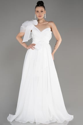 White One Shoulder Long Ball Gown Dress ABU3984