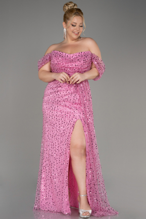 Pink Long Scaly Plus Size Engagement Dress ABU3579