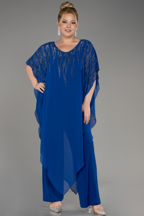 Sax Blue Chiffon Plus Size Evening Dress ABT111