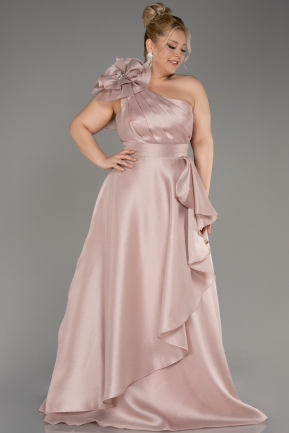 Powder Color One Shoulder Long Plus Size Prom Dress ABU3940