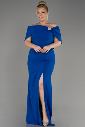 Sax Blue Long Plus Size Evening Gown ABU3945